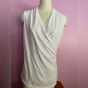 Garnet Hill Sleeveless V-Neck Faux Wrap Top